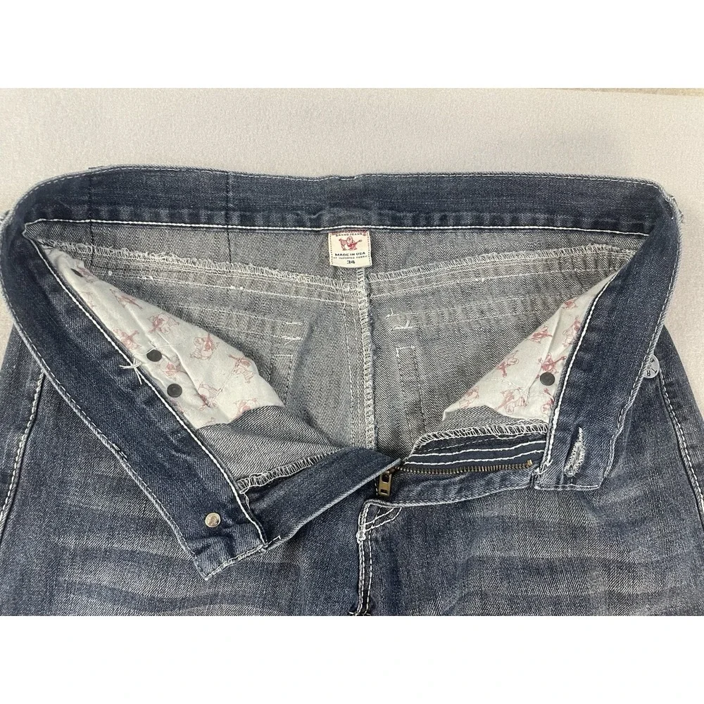 True Religion Mens Thick Stitch Denim Straight Jeans Size 34
